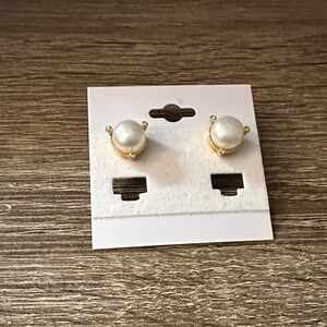 Gold and Pearl Stud Earrings